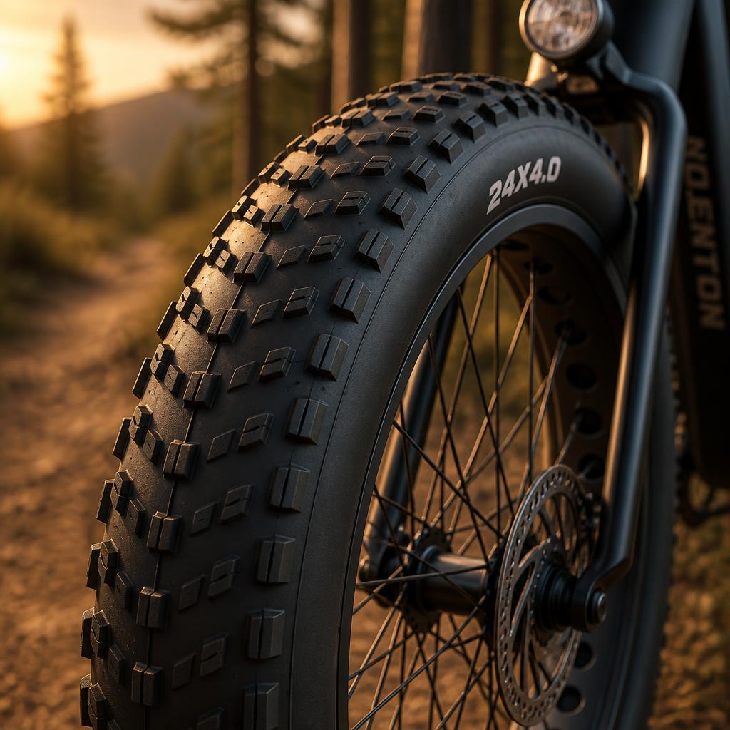 Nahaufnahme der 24x4 Zoll Fat Tires mit tiefem Profil